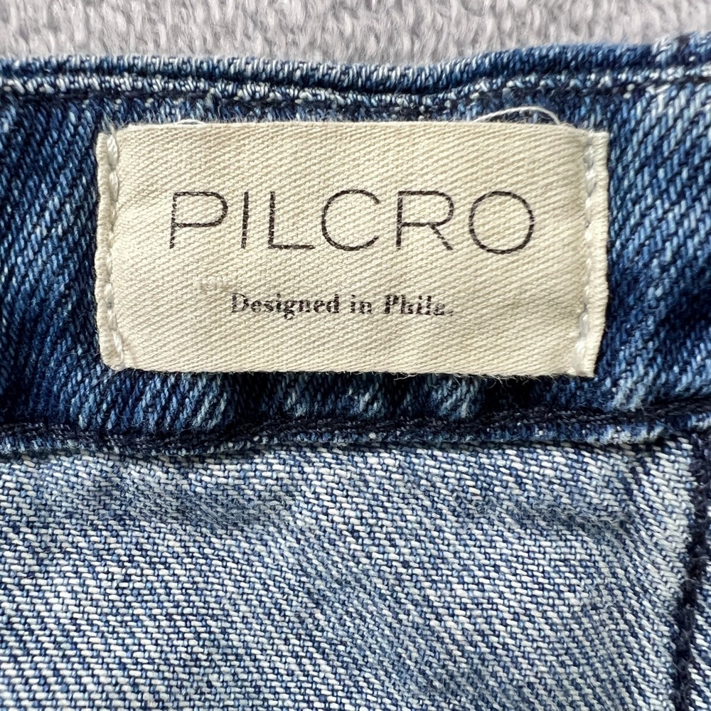 Pilcro Wide Leg Crop Jeans in Medium Blue - Picture 5 of 10
